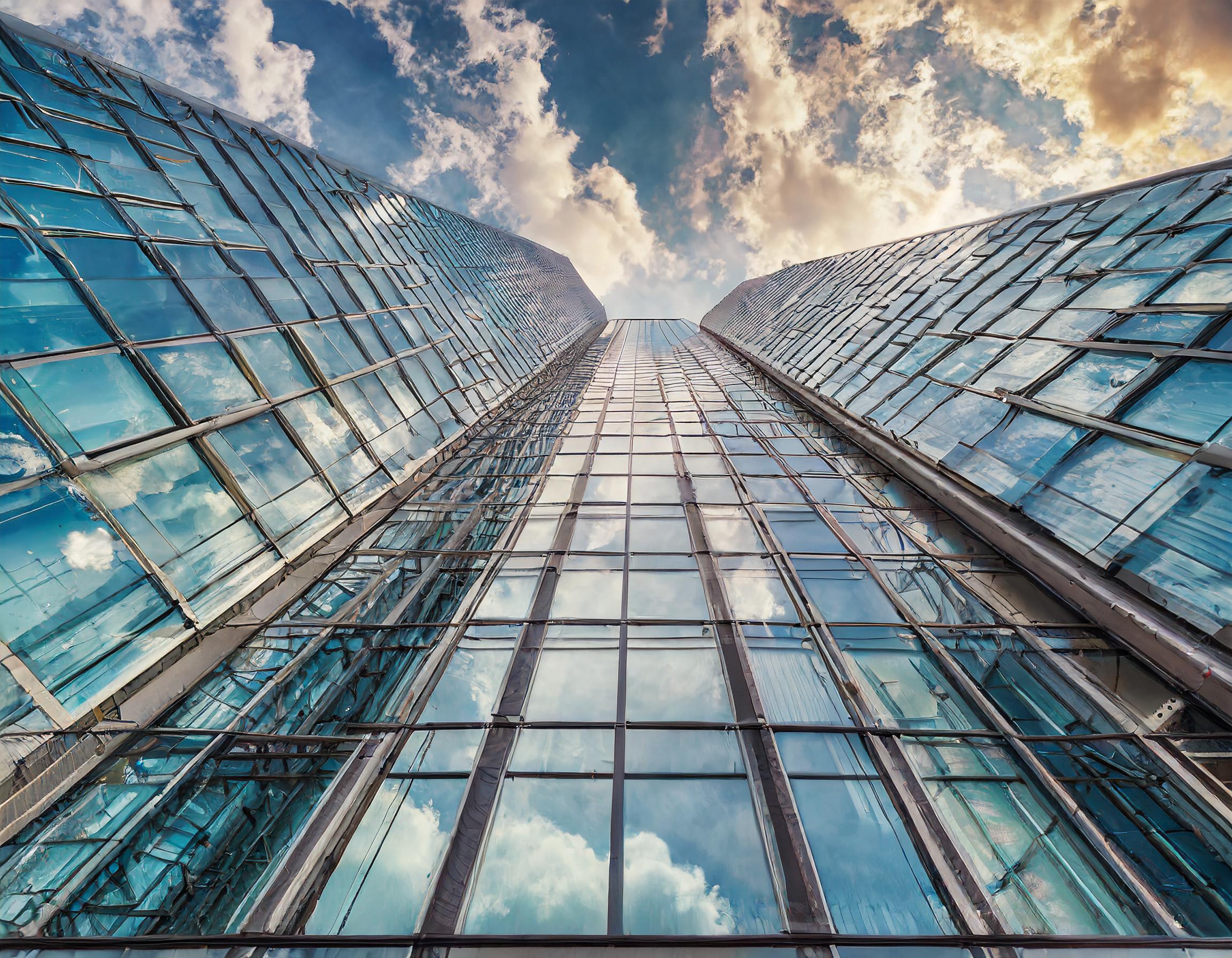 Professionelle Fensterreinigung in einem städtischen Hochhaus